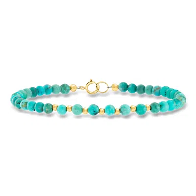 Ross-simons 4-4.5mm Howlite Bead Bracelet In 10kt Yellow Gold