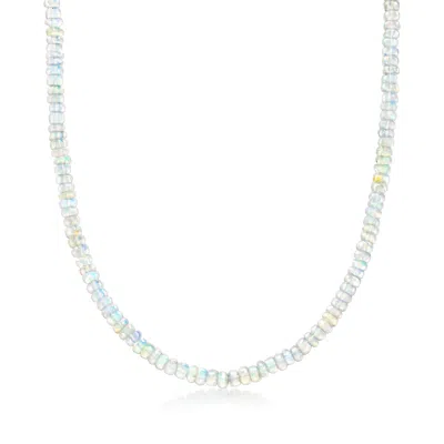 Ross-simons 4-4.5mm Opal Bead Necklace With 14kt Yellow Gold Magnetic Clasp In White