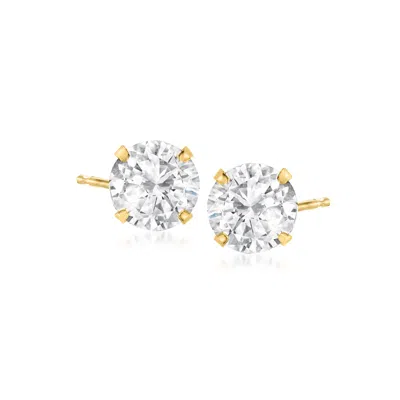 Ross-simons 4.50 Ct. T.w. White Topaz Martini Stud Earrings In 14kt Yellow Gold