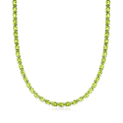 Ross-simons 45.00 Ct. T.w. Peridot Tennis Necklace In Sterling Silver