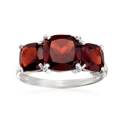Ross-simons 4.80 Ct. T.w. Garnet Three-stone Ring In Sterling Silver In Metallic