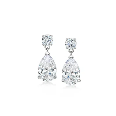 Ross-simons 4.90 Ct. T.w. Cz Drop Earrings In Sterling Silver In White