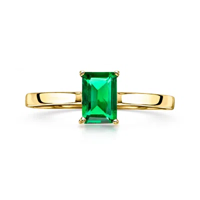 Ross-simons .50 Carat Lab Grown Emerald Ring In 10kt Yellow Gold In Green