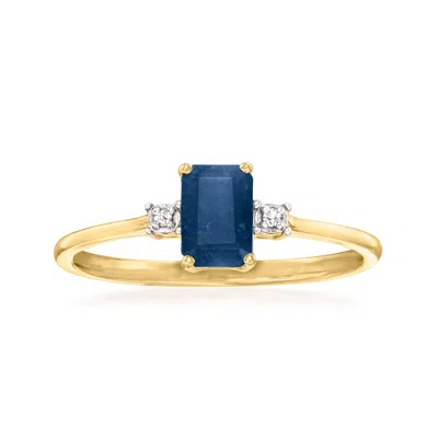 Ross-simons .50 Carat Sapphire Ring With Diamonds In 10kt Yellow Gold In Multi