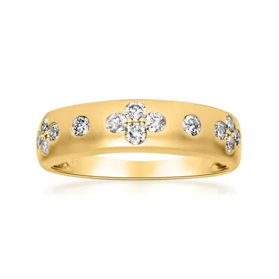 Ross-simons .50 Ct. T.w. Diamond Clover-pattern Ring In 14kt Yellow Gold