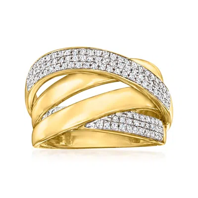 Ross-simons .50 Ct. T.w. Diamond Highway Ring In 18kt Gold Over Sterling