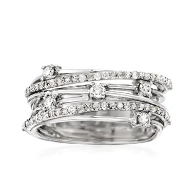 Ross-simons .50 Ct. T.w. Diamond Highway Station Ring In Sterling Silver