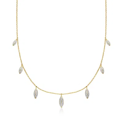 Ross-simons .50 Ct. T.w. Diamond Oval Drop Station Necklace In 18kt Gold Over Sterling