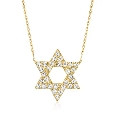 Ross-simons .50 Ct. T.w. Diamond Star Of David Necklace In 14kt Yellow Gold