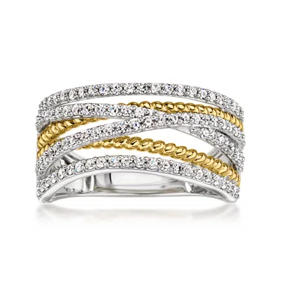 Ross-simons .50 Ct. T.w. Lab Grown Diamond Highway Ring In Sterling Silver And 18kt Gold Over Sterling In Silver,gold