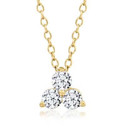 Ross-simons .50 Ct. T.w. Lab Grown Diamond Three-stone Pendant Necklace In 18kt Gold Over Sterling