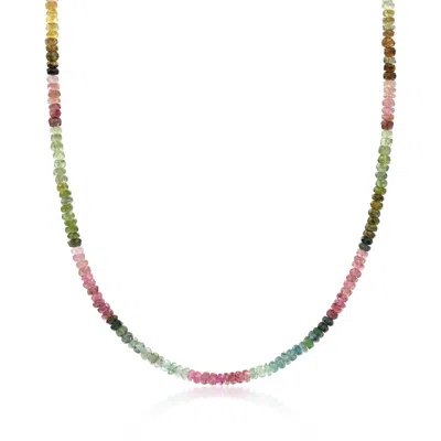 Ross-simons 50.00 Ct. T.w. Multicolored Tourmaline Bead Necklace With 14kt Yellow Gold Magnetic Clasp