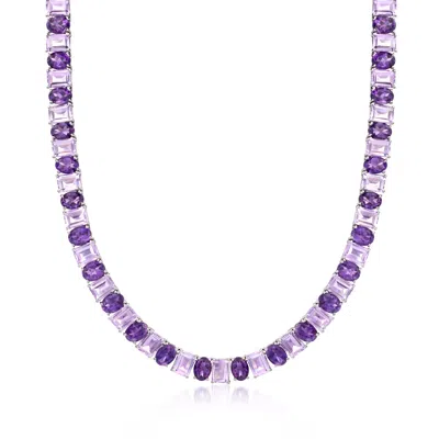 Ross-simons 52.00 Ct. T.w. Amethyst Necklace In Sterling Silver