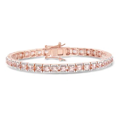 Ross-simons 5.25 Ct. T.w. Morganite Tennis Bracelet In 18kt Rose Gold Over Sterling In Pink