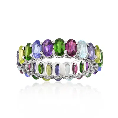 Ross-simons 5.40 Ct. T.w. Multi-gemstone Eternity Band In Sterling Silver
