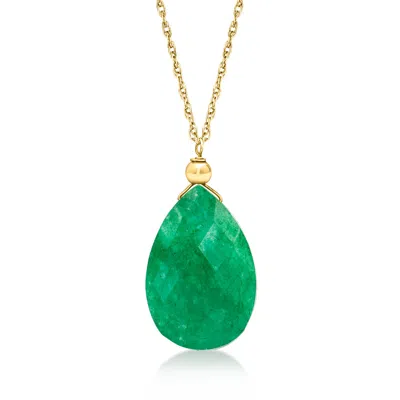 Ross-simons 5.50 Carat Emerald Necklace In 10kt Yellow Gold In Green