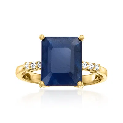 Ross-simons 5.50 Carat Sapphire And .10 Ct. T.w. White Zircon Ring In 18kt Gold Over Sterling
