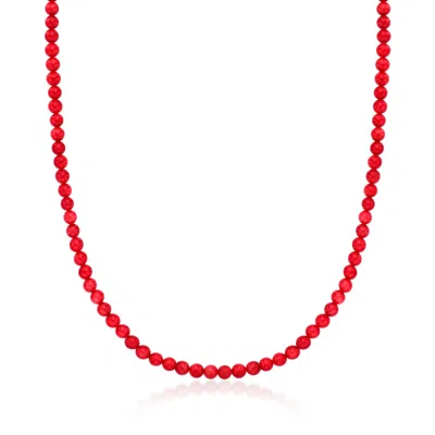 Ross-simons 5-5.5mm Red Coral Bead Necklace With 18kt Gold Over Sterling