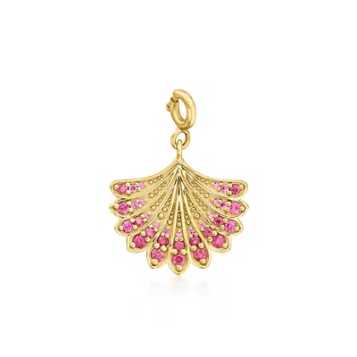 Ross-simons .60 Ct. T.w. Rhodolite Garnet Seashell Charm In 18kt Gold Over Sterling