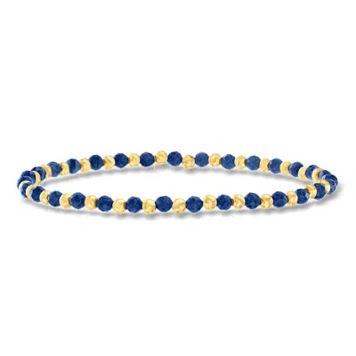 Ross-simons 6.00 Ct. T.w. Sapphire And 10kt Yellow Gold Bead Stretch Bracelet