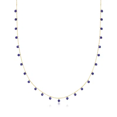 Ross-simons 6.00 Ct. T.w. Sapphire Bead Necklace In 10kt Yellow Gold