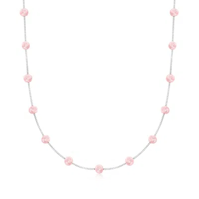 Ross-simons 6-6.5mm Pink Cultured Pearl Station Necklace In Sterling Silver In Multi