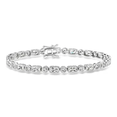 Ross-simons 6.70 Ct. T.w. Cz Bracelet In Sterling Silver In Metallic