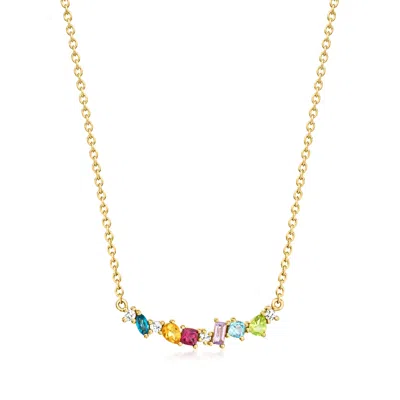 Ross-simons .69 Ct. T.w. Multi-gemstone And .12 Ct. T.w. Lab Grown Diamond Necklace In 18kt Gold Over Sterling