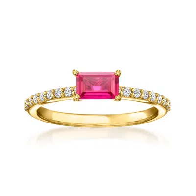 Ross-simons .70 Carat Lab Grown Pink Sapphire Ring With .20 Ct. T.w. Lab Grown Diamonds In 18kt Gold Over Sterli
