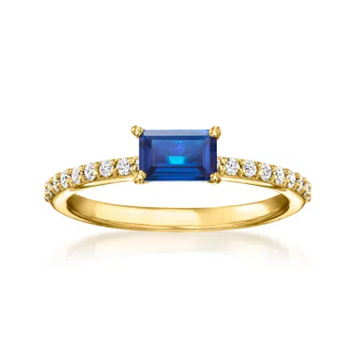 Ross-simons .70 Carat Lab Grown Sapphire Ring With .20 Ct. T.w. Lab Grown Diamonds In 18kt Gold Vermeil