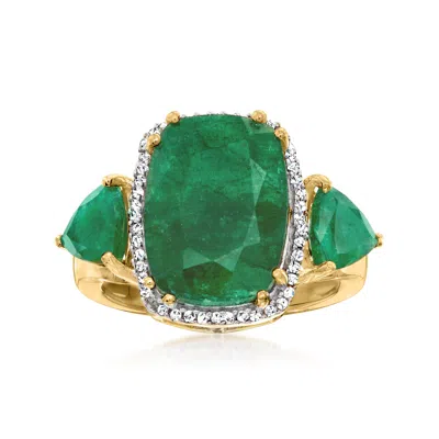 Ross-simons 7.00 Ct. T.w. Emerald And .13 Ct. T.w. Diamond Ring In 18kt Gold Over Sterling