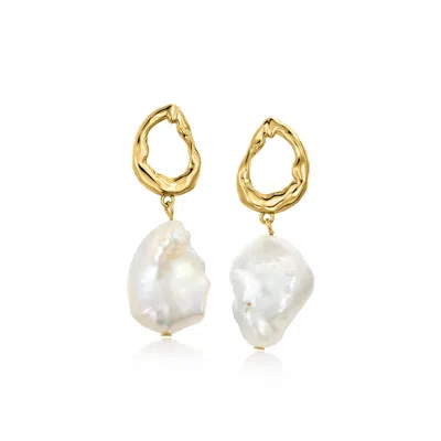 Ross-simons 7-15mm Cultured Baroque Pearl Drop Earrings In 18kt Gold Over Sterling In Multi