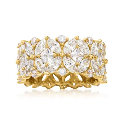 Ross-simons 7.30 Ct. T.w. Multi-cut Cz Floral Eternity Band In 18kt Gold Over Sterling
