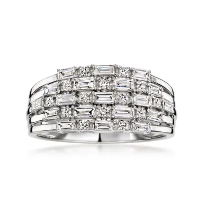 Ross-simons .75 Ct. T.w. Baguette And Round Lab Grown Diamond Multi-row Ring In Sterling Silver