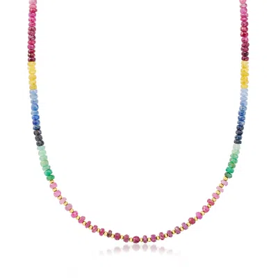 Ross-simons 75.00 Ct. T.w. Multi-gemstone Bead Necklace In 10kt Yellow Gold