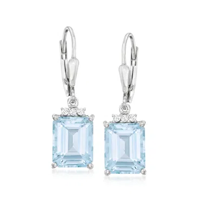 Ross-simons 7.75 Ct. T.w. Sky Blue Topaz Drop Earrings With .10 Ct. T.w. White Topaz In Sterling Silver