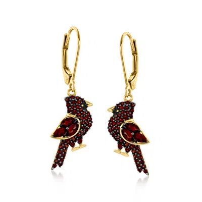 Ross-simons .80 Ct. T.w. Garnet Cardinal Drop Earrings In 18kt Gold Over Sterling