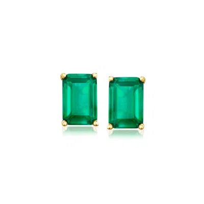 Ross-simons .80 Ct. T.w. Lab Grown Emerald Earrings In 18kt Gold Over Sterling In Green