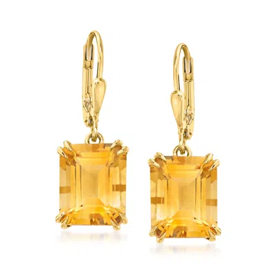 Ross-simons 8.00 Ct. T.w. Citrine Drop Earrings In 18kt Gold Over Sterling