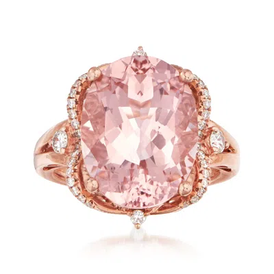 Ross-simons 9.00 Carat Morganite And .30 Ct. T.w. Diamond Ring In 14kt Rose Gold In Pink