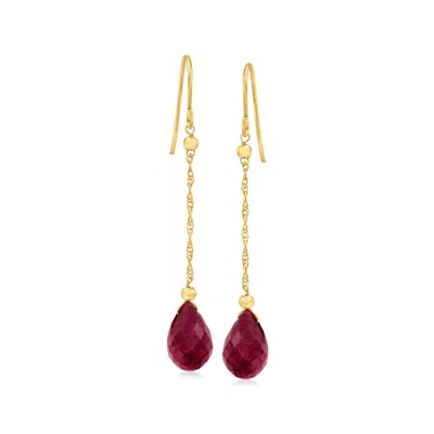 Ross-simons 9.00 Ct. T.w. Ruby Teardrop Earrings In 10kt Yellow Gold