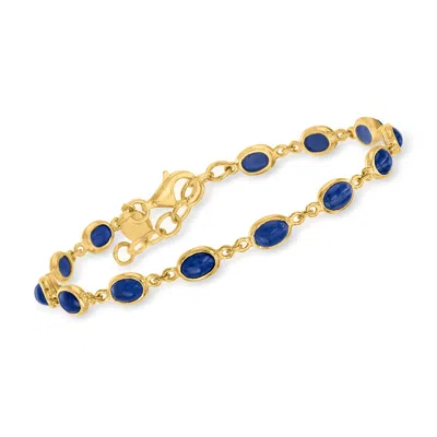Ross-simons 9.00 Ct. T.w. Sapphire Station Bracelet In 18kt Gold Over Sterling