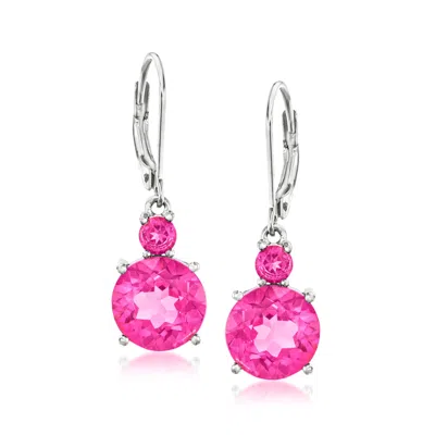 Ross-simons 9.50 Ct. T.w. Pink Topaz Drop Earrings In Sterling Silver