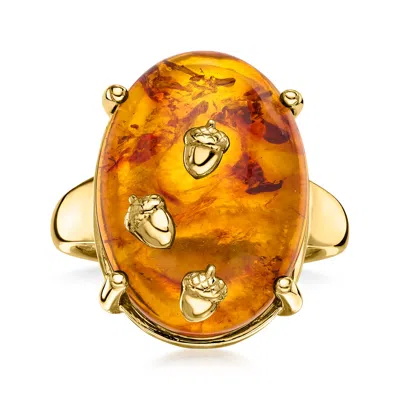 Ross-simons Amber Acorn Ring In 18kt Gold Over Sterling