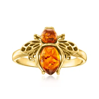 Ross-simons Amber Bumblebee Ring In 18kt Gold Over Sterling