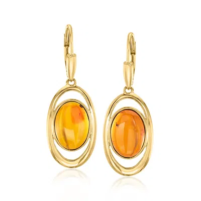 Ross-simons Amber Drop Earrings In 18kt Gold Over Sterling