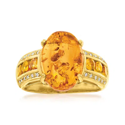 Ross-simons Amber Ring With Citrines With White Topaz Accents In 18kt Gold Over Sterling In Yellow