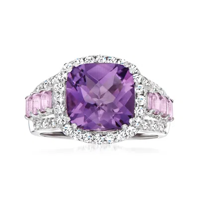 Ross-simons Amethyst And . White Topaz Ring With Diamond Accents In Sterling Silver In Purple