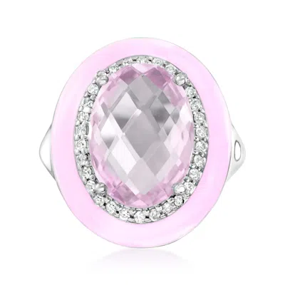 Ross-simons Amethyst And . White Zircon Ring With Pastel Pink Enamel In Sterling Silver In Purple