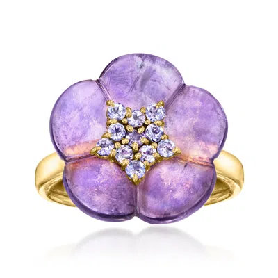 Ross-simons Amethyst Flower Ring With . Tanzanites In 18kt Gold Over Sterling In Purple